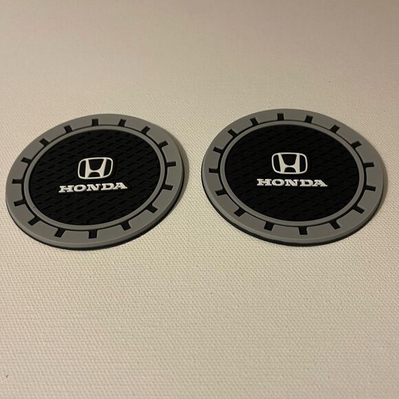 Honda car cup Coasters in black and gray. Set of 2 NWT - Picture 5 of 7